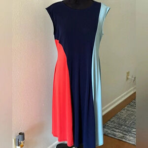 A Pea In The Pod Maternity Colorblock Sleeveless Round Neckk Midi Dress